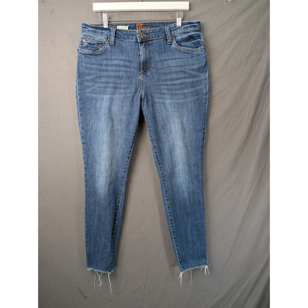 KUT from the Kloth Carlo Ankle Skinny Jeans Blue‎ Raw Hem Size 14 Medium Wash